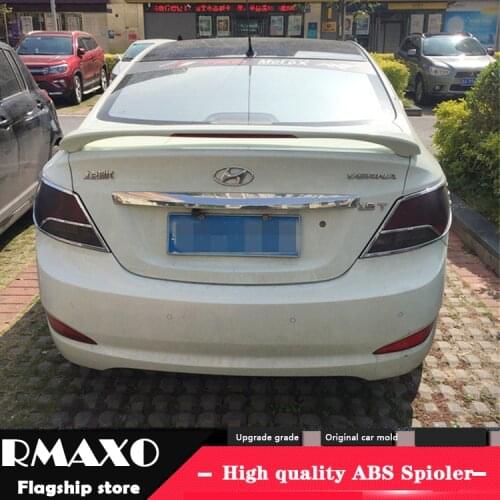 For Hyundai Verna ACCENT Spoiler with light 2012-0215 Verna High Quality ABS Material Car Rear Wing Primer Color Rear Spoiler