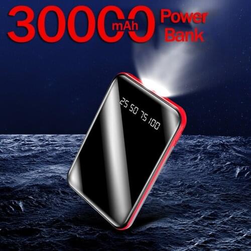 30000mah Mini Power Bank Portable Charger with Digital Display 2USB Port External Battery Fast Chargging for Xiaomi Samsung