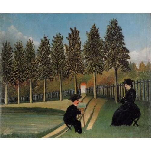 High quality Oil painting Canvas Reproductions The Artist Painting his Wife (1900-1905 by Henri Rousseau painting hand painted