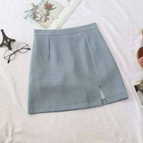 Abrini Preppy Skirt Women Bodycon Skirts Mini Skirts With Line A-line Wide leg Plain Skirts Women 2020 Autumn