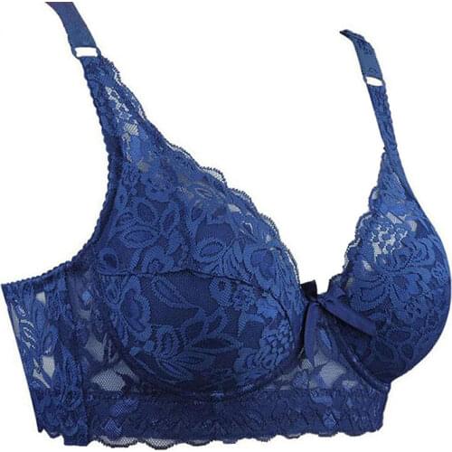 Women Lace Bra Thin Underwire Bralette Push Up Bra Underwear Sexy Lingerie Plus Size Embroidery Brassiere 32/34/36/38/40B