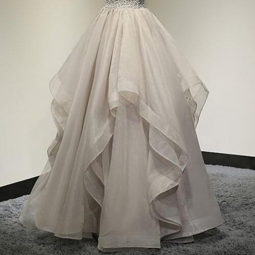 Pretty Chic Ruffles Ball Gowns Long Organza Skirt For Bridal Photoshoots Custom Made Zipper Female Maxi Skirt Tutu Saias Fashion