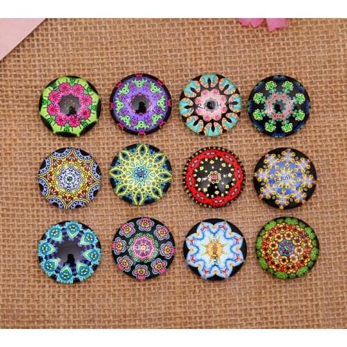 12mm 14mm 16mm 20mm Flowers Pattern Round Handmade Photo Glass Cabochons & Glass Dome DIY Handmade Cabochon bead Settings