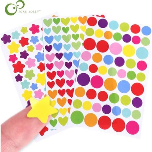 18 Sheets Star Heart Dot Stickers DIY Decals Sticker For Notebook Albums Scrapbook Decorative Laptop Classic Toys For Kids GYH