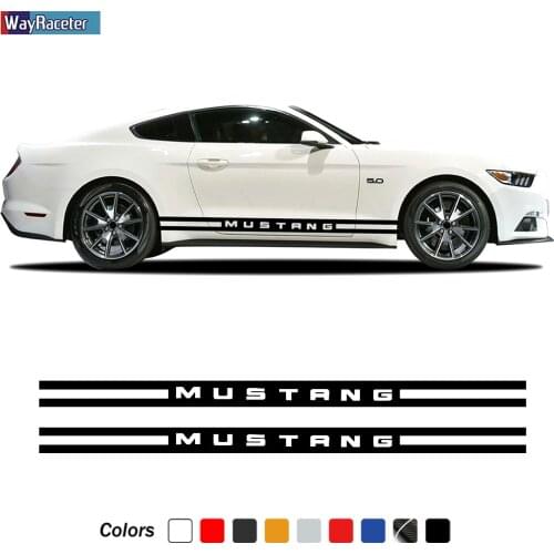 2 Pcs Door Side Stripes Skirt Sticker Body Graphics Carbon Fiber Vinyl Decal For Ford Mustang 2009-2020 GT Shelby Accessories