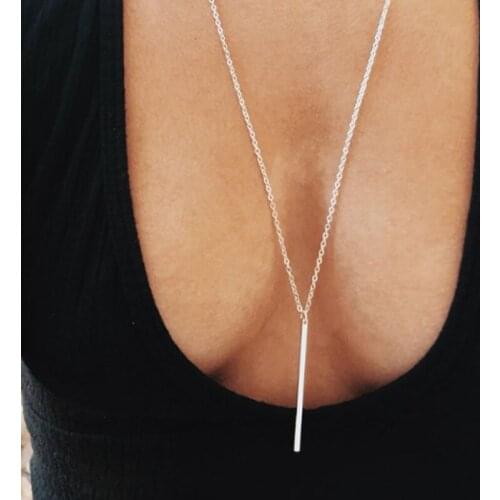 2021 Chic Choker Necklaces Long Fashion Silver Color Chain Necklace For Women Jewelry Chockers Collar Pendants Party Collares