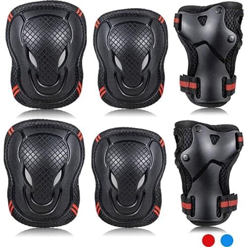 6pcs Kids Adult Sports Protective Gear Set Adjustable Cycling Roller Skating Knee Elbow Wrist Pads Safety Support Guards Pad Set