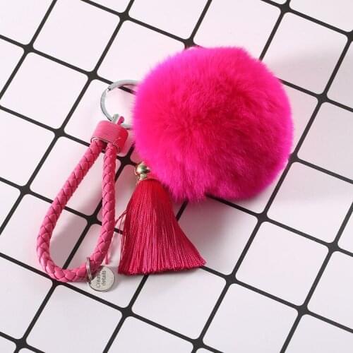 8 color wool ball braided rope key chain tassel pendant key ring decoration material wholesale