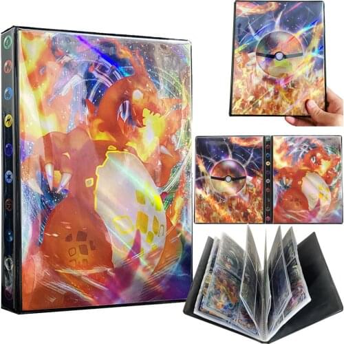 160PCS Album Pokemon Card Flash Collection Holder Playing Game Map Pokémon Mewtwo Charizard Binder Folder Colorful Kid Toy Gift
