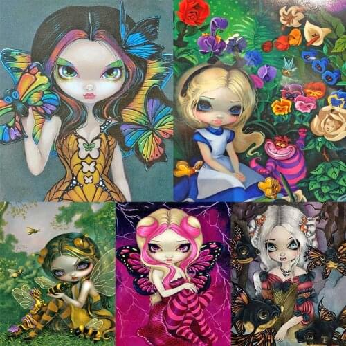 Big Eyes Girl DIY 5D Diamond Painting Cartoon Full Round Drill Diamond Painting Home Decoration Gift Hanging Painting 30x40cm
