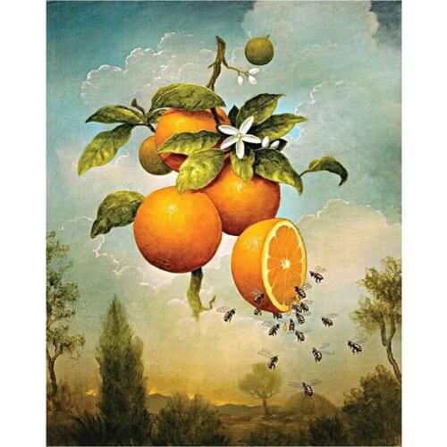 5D DIY Full Round Diamond Painting Orange Cross Stitch 3D Embroidery Sky Landscape Rhinestone Mosaic Home Decor Art Y594