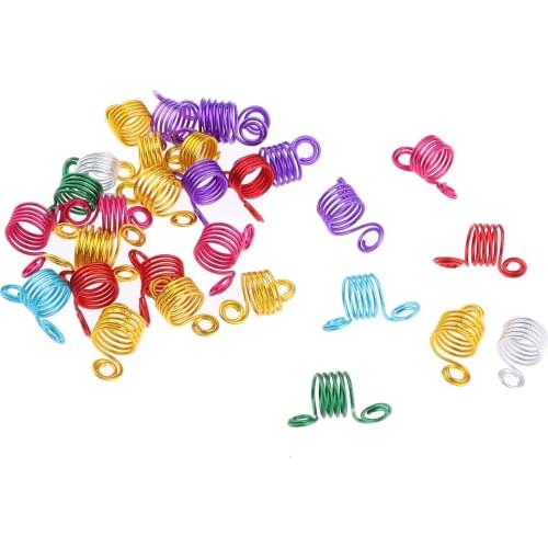 6 Colors Aluminum Hair Cuffs Braiding Beads Twisted Hair Coil Dreadlocks Wraps 30Pcs Hair Dreadlocks Bead Hair Aluminum Rings