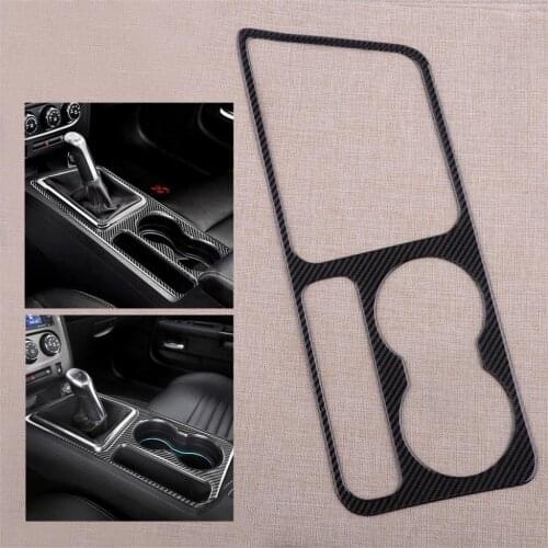 Car LHD Console Water Cup Holder Panel Cover Trim Frame Carbon Fiber Fit for Dodge Challenger 2008 2009 2010 2011 2012 2013 2014
