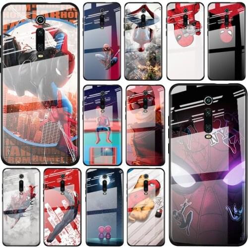 Tempered Glass Cover Marvel Spider-Man For Xiaomi Redmi K40 K30 K20 9T 9C 9A 9 8A 7 Pro Plus Shockproof Phone Case