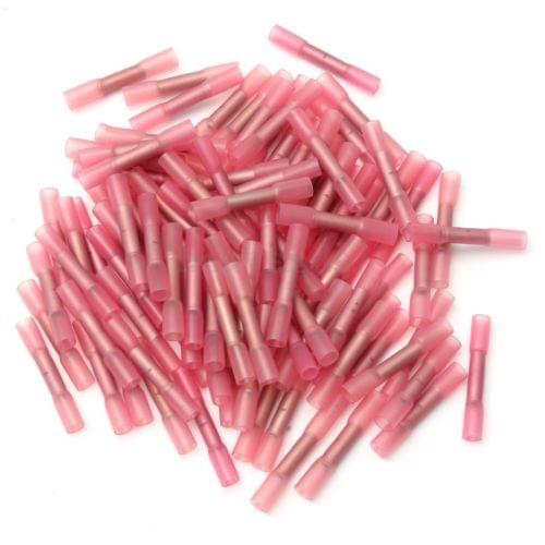 CNIM Hot 100Pcs Heat Shrink Butt Crimp Electrical Terminals Heatshrink Connector Red