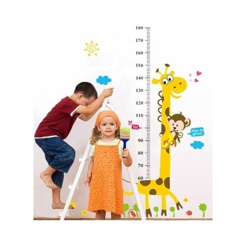 Kids Height Chart Wall Sticker home Decor Cartoon Giraffe Height Ruler Home Decoration room Decals Wall Art Sticker wallpaper