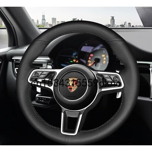 For Porsche Cayenne Macan 718 Panamera 911 DIY Car Stitching Customized Steering Wheel Cover Accessories