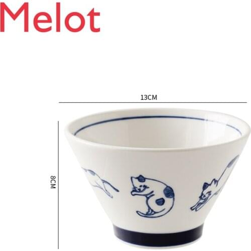 Hand-Painted Household Tableware Ceramic Rice Bowl Single Creative Personality Koorrfacee Value Noodle Bowl Fruit Bowl
