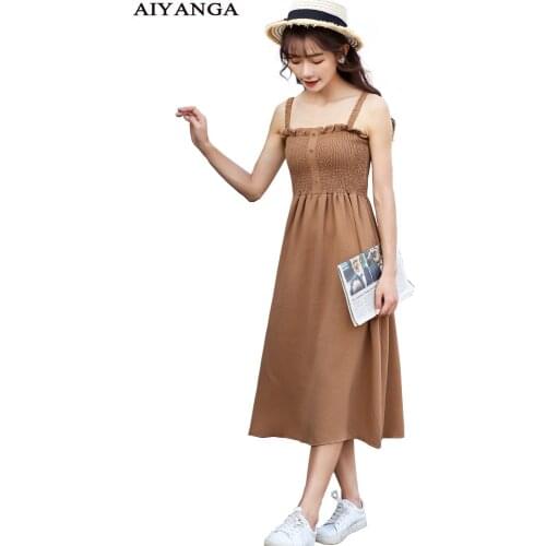 AIYANGA Elegant Summer Dress Women 2019 Spaghetti Strap Long Dresses Female Chiffon Party Dress Street Wear