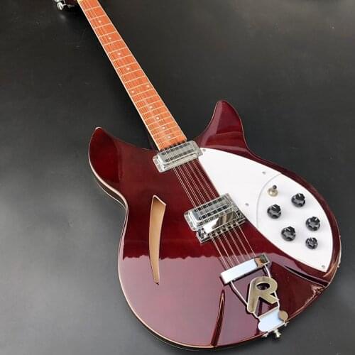 360 electric guitar, 12 string electric guitar, brown paint half-empty core guitar, neck 3 spelling, R bridge, real photo