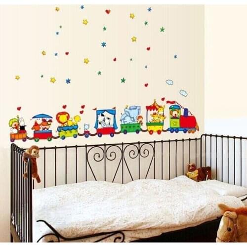 Art Vinyl Animal Circus Train DIY Removable Wall Stickers Parlor Kids Bedroom Home Decor Mural Decal