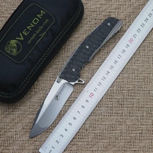 Kevin John knife Venom 2 M390 blade Titanium alloy + carbon fiber handle Outdoor Camping Hunting Pocket Knives EDC tools