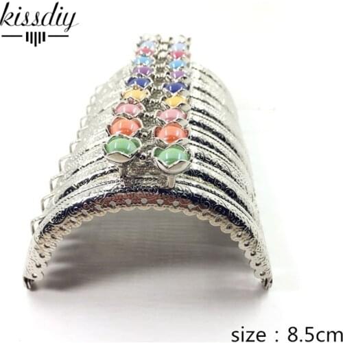 KISSDIY 20pcs/10pcs 8.5CM Lotus head Bag Kiss Clasp Silver Semicircle Metal Coining Pattern Purse Frame DIY Bag Sewing Acces