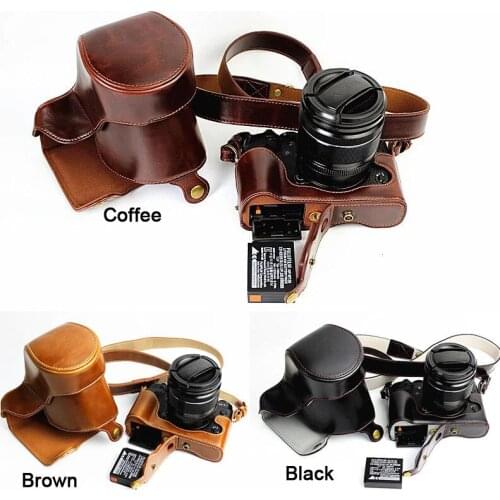 HQ Leather Camera Bag case strap For FUJIFILM Fuji X-T1 XT1 18-55mm Lens