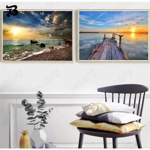 Beautiful Natural Scenery Poster Sky Sea Sunrise Dayan Canvas Painting Print Home Decoration Wall Art Pictures for Living Room