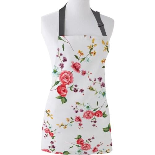 Pink Daisy Watercolor Spring Print Apron Print Unisex Kitchen Bib with Adjustable Neck for Cooking Gardening