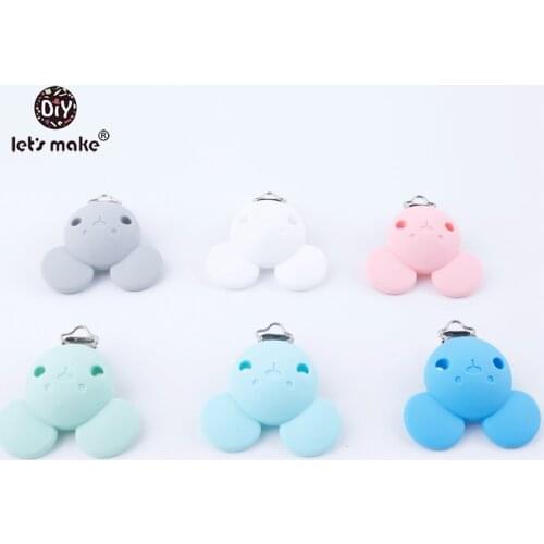 Lets make BPA Free Pacifier Clips Holder 5pcs Silicone Bear Head Cartoon Clip For DIY Dummy Clip Accessories Feeding Toy Clips