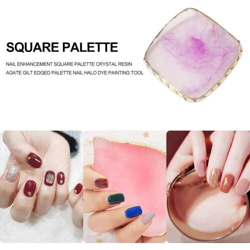 Makeup Oil Painting Supplies Palette DIY Nail Art Square Palette Resin Crystal Agate UV Gel Polish Practice Pallet