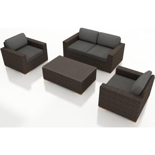 Rattan Furniture Outdoor 4 Piece Wicker Sectional Sofa Set