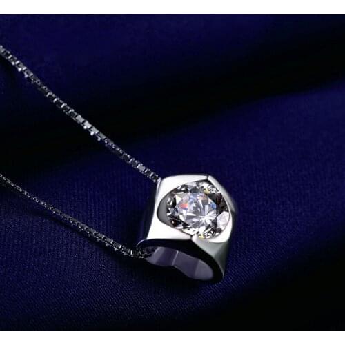 LIAMTING Fashional Womens 925 Sterling Silver 5MM CZ Pendant Necklaces High Quality Solid Silver Little Charms Necklaces VA012