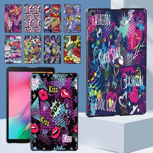 Fashion Case for Samsung Galaxy Tab A 10.1 2019 T510/T515 Graffiti Art Pattern Slim Plastic Tablet Back Cover+ Free Stylus