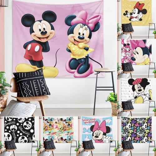 Disney minnie Mickey Tapestry Wall Carpet Hanging Animal Tapestry Polyester Fabric Kids Bedroom Decorative Hippie Wall Blanket