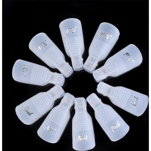New 10Pcs/set Nail Plastic Gel Nail Polish Remover Soaking Hat Clip UV Gel Nail Polish Wrapping Tool