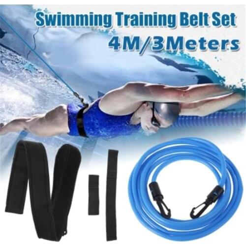 Adjustable 3m 4m Adult Kids Swimming Bungee Exerciser Leash Training Hip Swim Belt Cord Safety Swimming Pool Accessories