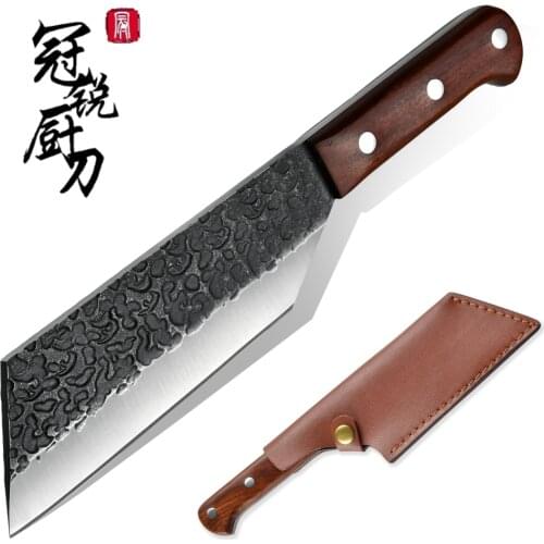 Hand Forged Butcher Knife Full Tang Kitchen Chopper Outdoor Chef Knives High Carbon Steel Meat Cleaver Home Restaurant Tools NEW