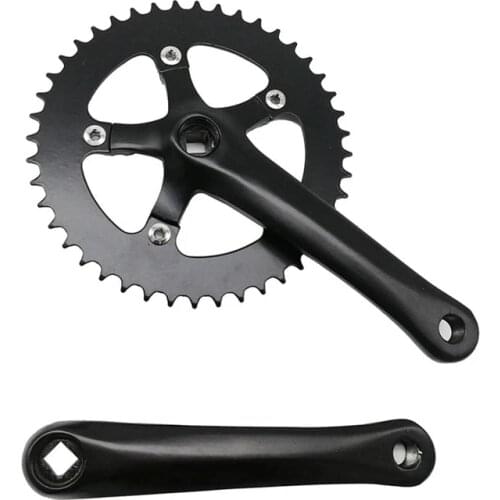 Single Speed Vintage Bike Crank Fixed Gear Crankset Black Road Bicycle Chainwheel Sprocket Wheel 170mm 44T 130BCD