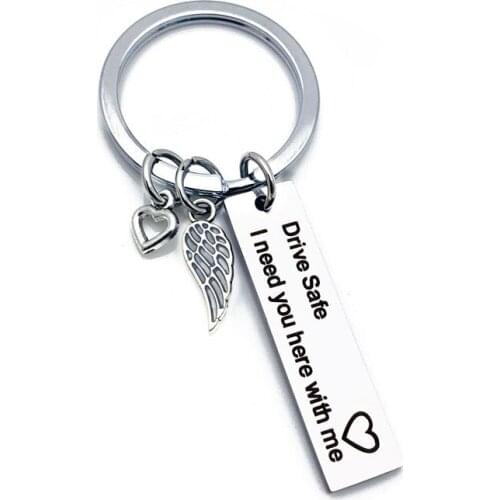 Oeinin Creative Keychain Man Drive Safe Need You Here With Me Key Chain Bags Boy Letter Color Key Ring Alloy Pendant Accessories