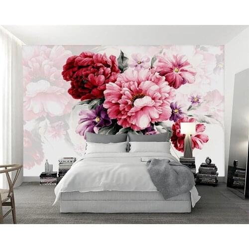 Beibehang Custom wallpaper watercolor hand-painted floral fashion modern living room sofa bed TV background wall 3d wallpaper