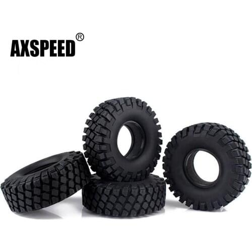 AXSPEED Black 1.9 Inch 114mm OD Rubber Rocks Tyres Wheel Tires for Axial SCX10 D90 1:10 RC Rock Crawler Car Parts