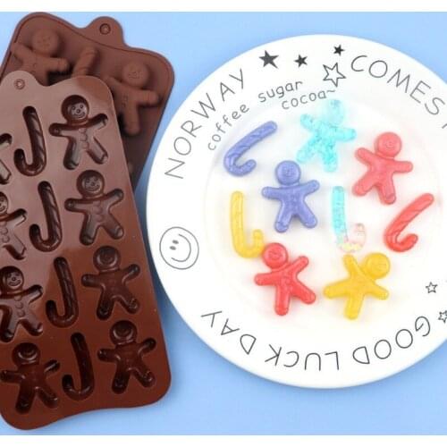 Christmas Gifts 12 Gingerbread Man Silicone Chocolate Mold, Ice Tray Mold, Homemade Sugar Mold Silicon Molds