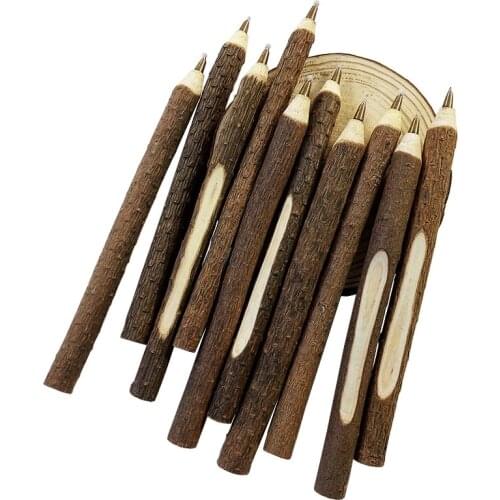 50 Pcs/lot Vintage Wooden Individualization Ballpoint Pen Environmental Twig Wood Ball Pen School Office Supplies wholesale