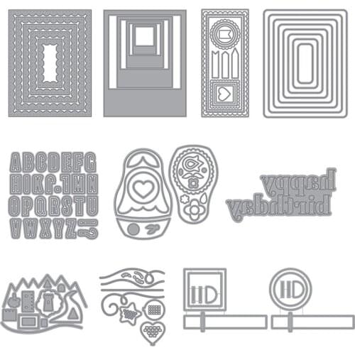 Happy Birthday Mountain Castle Wavy Lace Frame Metal Cutting Dies Scrapbooking For Crafts Card Album Making DIY Stencil Supplies