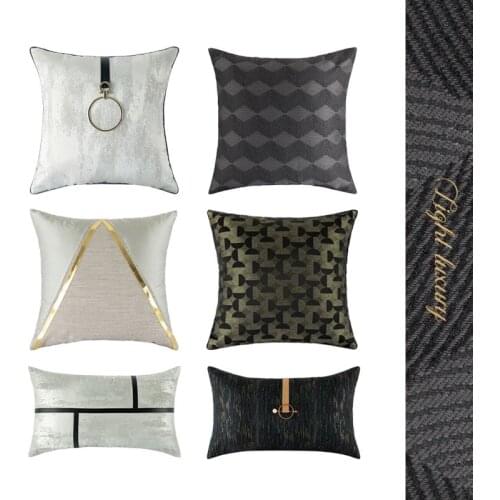 Modern home decoration cushion pillow cover light luxurysofa chair car seat bedside polyester pu Splicing pillowcase customized