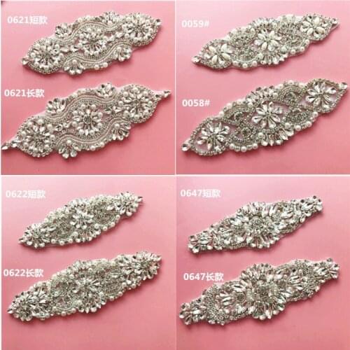 Wedding Dress Waist Decoration Accessories Hand-sewn Rhinestone Pieces Coat and Hat Accessories with Glue Applique Patches