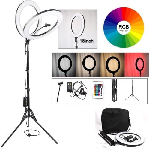 RGB 18 Inch Photo Studio lighting LED Ring Light 544PCS Bulbs 5600k Photography Dimmable Ring Lamp With Tripod for Video Makeup