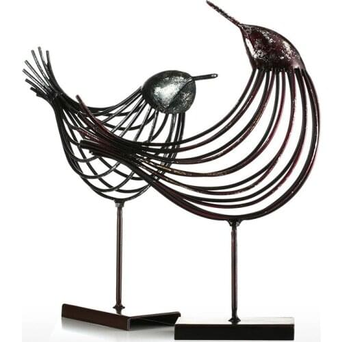 IRON WIRE BIRDS DECOR METAL FIGURINE BIRD HANDICRAFTS POST MODERN ART CRAFT GIFT FOR HOME ACCESSORIES VINTAGE HOME DECOR R2094